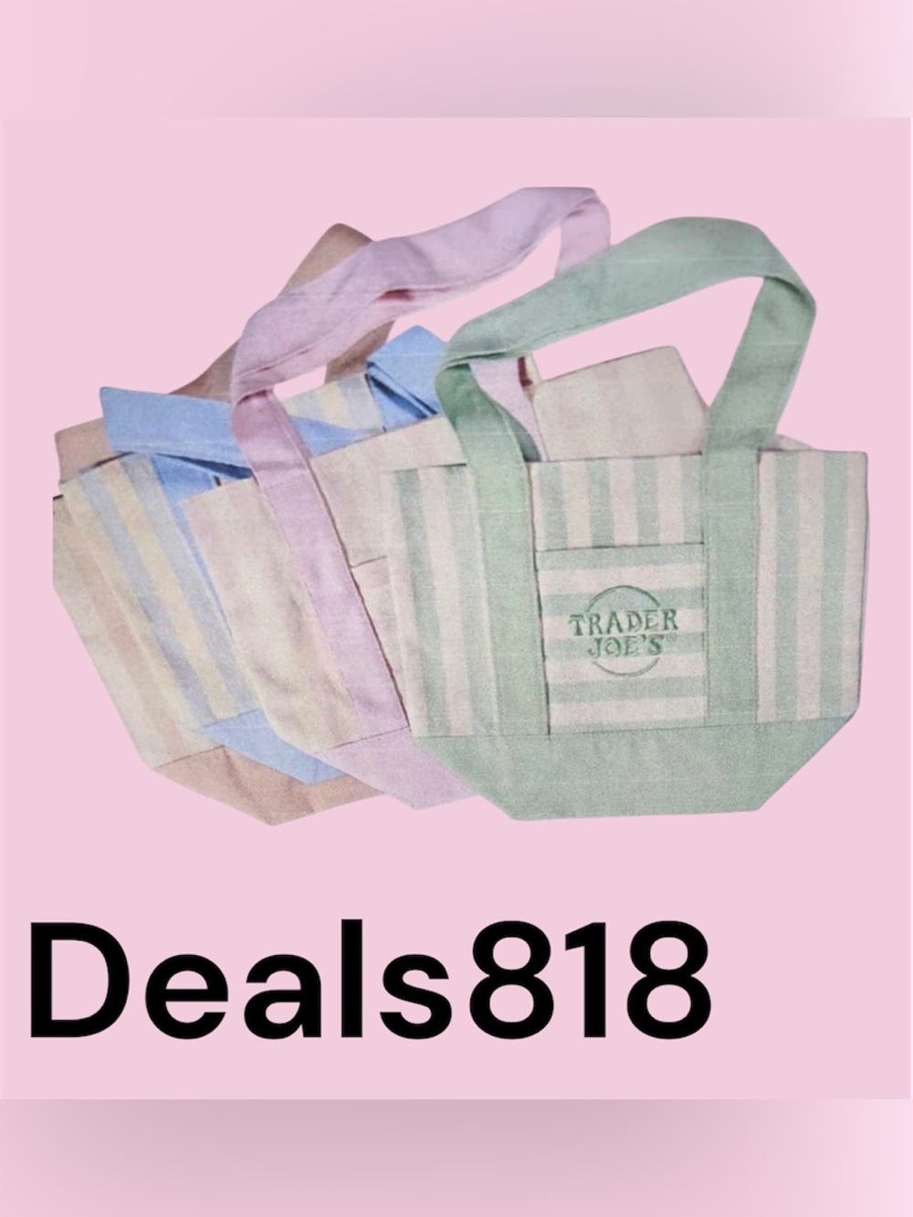 NWT Trader Joe's Striped Canvas Mini Tote Set of 4 Summer 2026